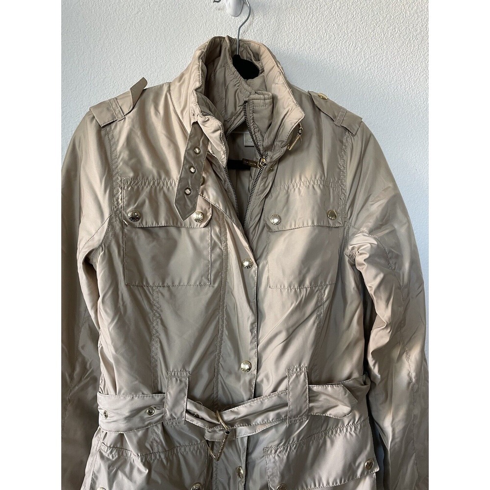 Michael Kors Jacket Wowen XS Tan Beige with‎ Vest 3-ways Warm With Belt Gold Zip